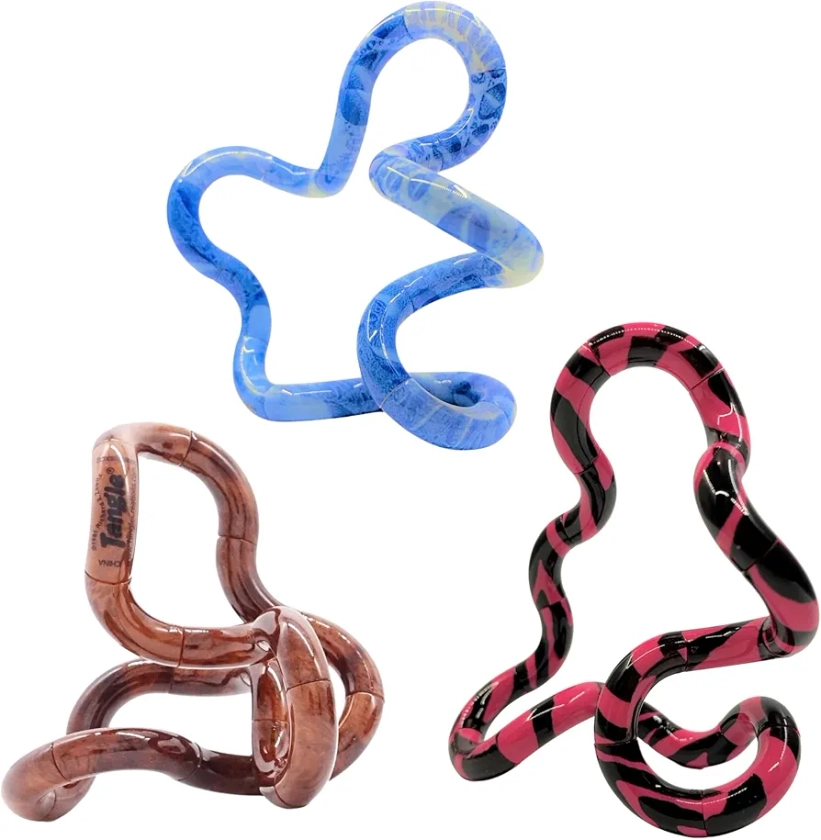 Tangle Jr. Masterpiece (3-Pack) - Maple, Splash, Stria Artistic Pattern for Unique Fidget Experience - Fidget with These at Work Or School Or Meetings - Twist Fidget Toy for Kids and Adults