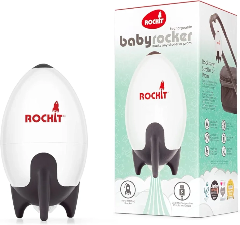 Rockit Rocker Rechargeable - Rock-It Portable Baby Sleep Aid Gently Rocks Any Stroller or Buggy, Adjustable Speed with 60-Minute Timer - Fits All Pushchairs & Prams to Create a Baby Bouncer