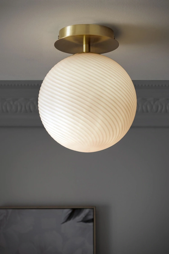 Buy Brass Bromma Flush Ceiling Light Also Suitable For Bathrooms from the Next UK online shop