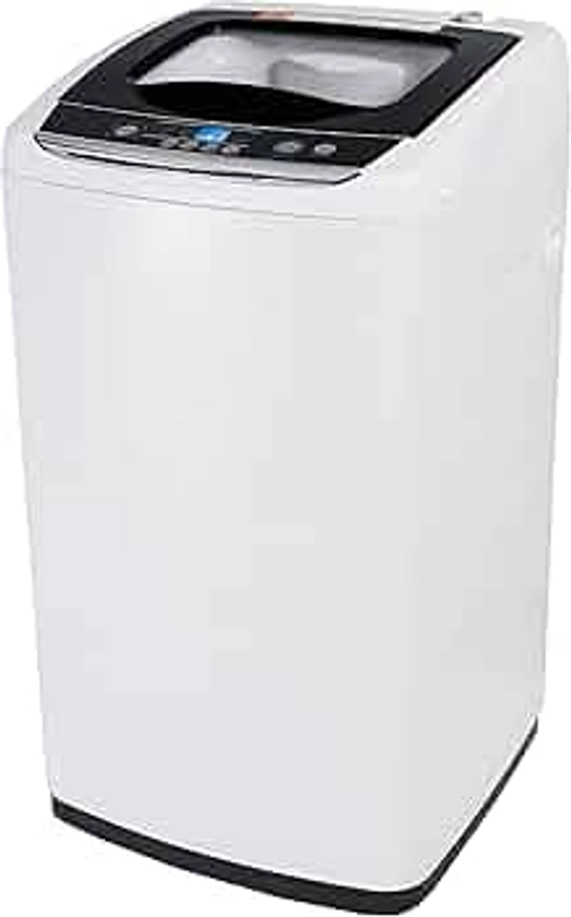 BLACK+DECKER 0.9 Cu. Ft. Portable Washer, 6.6 lb. Capacity Washing Machine for Homes & Apartments, 5 Wash Cycles, Quick Connect Sink Adapter and Drain Hose Included, Transparent Lid & LED Display, BPWM09W, White