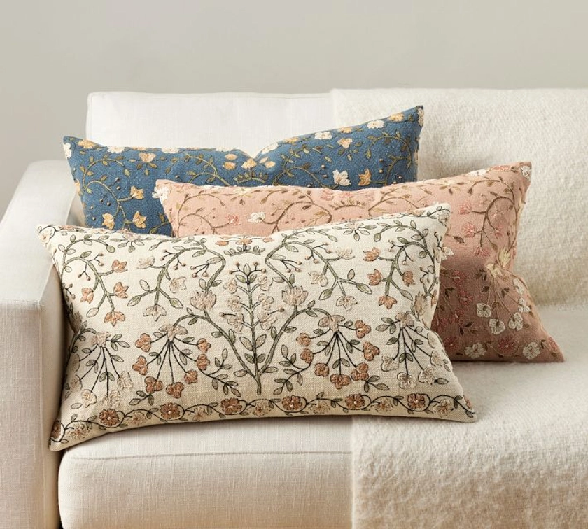 Zea Embroidered Lumbar Pillow