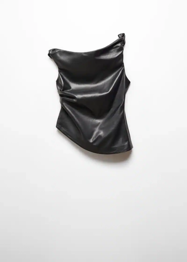 Leather-effect top - Women | Mango United Kingdom