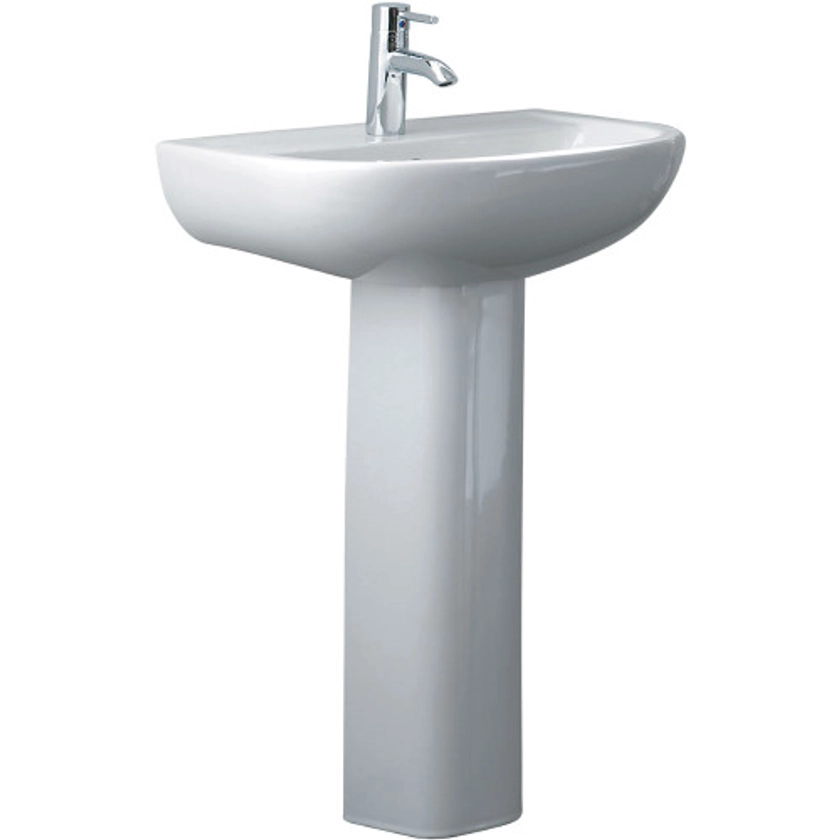 Compact Basin including Pedestal 550mm x 410mm x 820mm White 1 Tap Hole [180751]