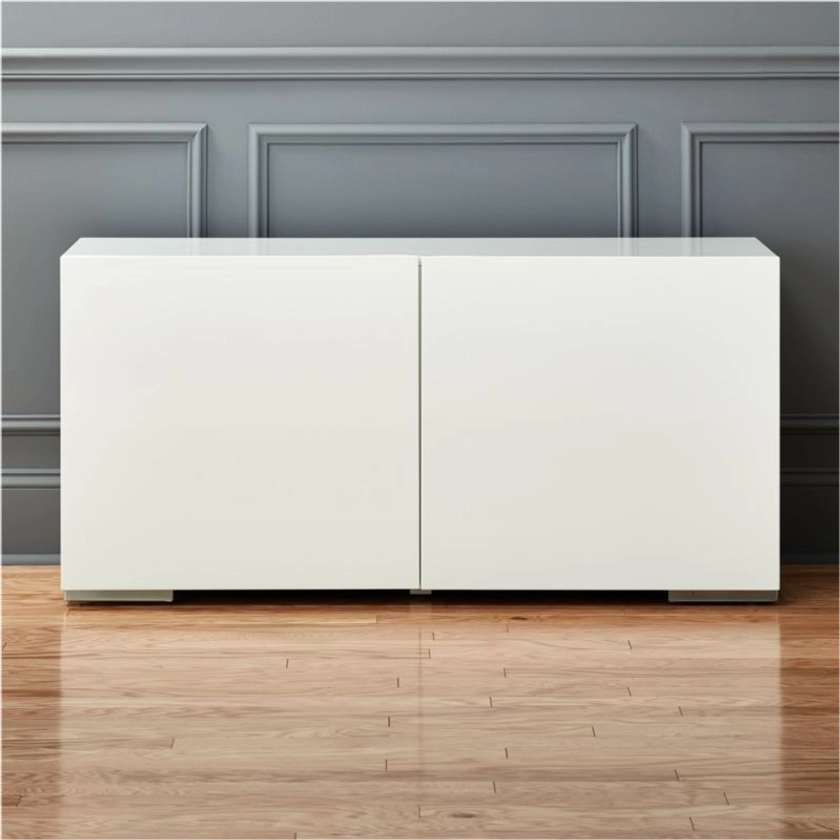 Fuel White High-Gloss Lacquered Credenza 52" + Reviews | CB2