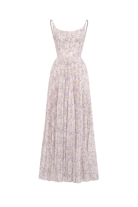 LAVENDER PLEATED MAXI DRESS