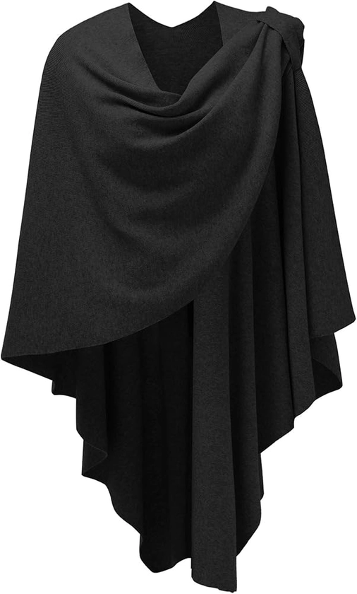 PULI Womens Large Cross Front Poncho Sweater Wrap Topper Knitted Elegant Shawls Cape for Fall Winter