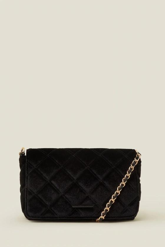 Buy Accessorize Black Velvet Quilted Cross-Body Bag from the Next UK online shop