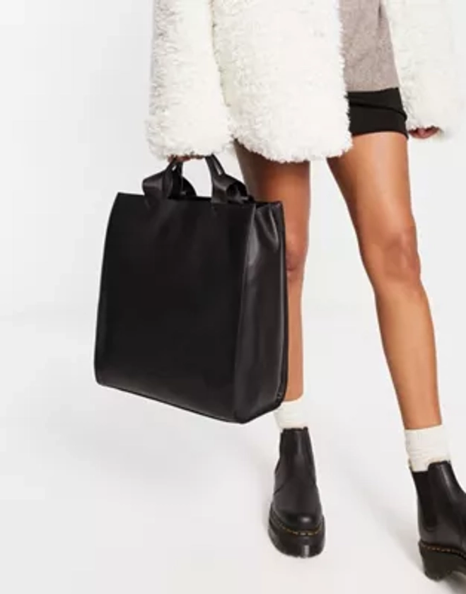Smith & Canova leather tote bag in black | ASOS