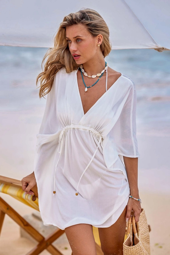 X Iskra Antique White Butterfly Sleeve Cover-Up