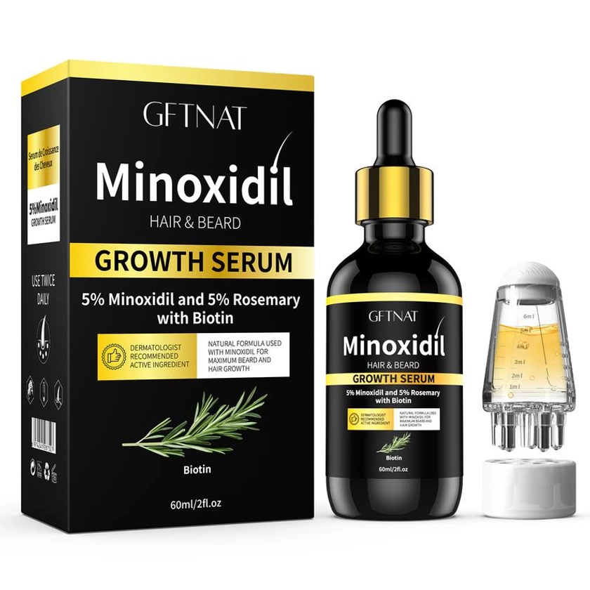GFTNAT 5% Minoxidil Hair Serum with Tool for Men and Women - Comfort Beard Care