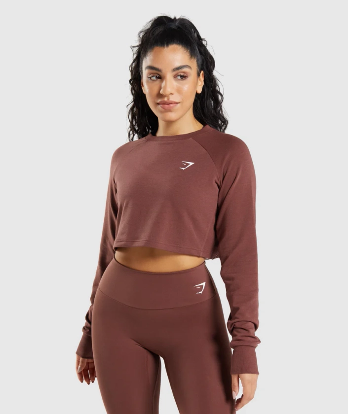 Gymshark Training Cropped Sweater - Cherry Brown