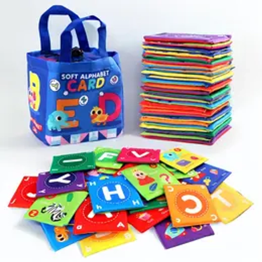 Montessori Toys, 1 Set Baby Early Education Cognitive Alphabet Learning Cloth Card with Storage Bag, Colorful Alphabet & Number Learning Card, Educational Toy for Baby Boys & Girls, Halloween & Christmas Gift Choice