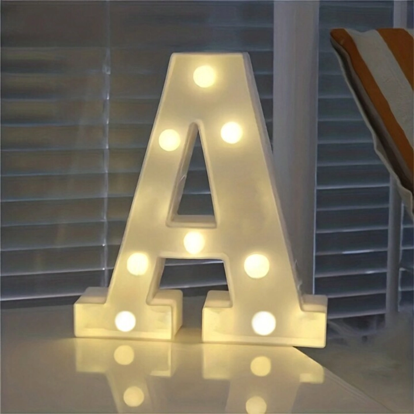 1pc Plastic Decorative Light, Creative White Letter Design Decoration Light For Home