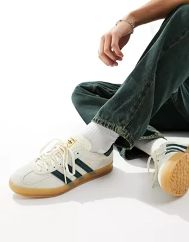 adidas Originals - Gazelle Indoor - Baskets - Crème et vert | ASOS