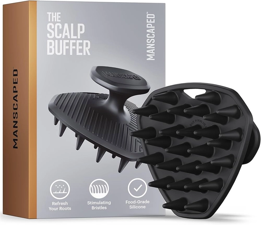 Amazon.com: MANSCAPED® Esfregador de cabeça de silicone masculino The Scalp Buffer – Escova de cabelo esfoliante e de limpeza premium, design ergonômico portátil para massagem suave do couro cabeludo (pacote com : Beleza e Cuidados Pessoais