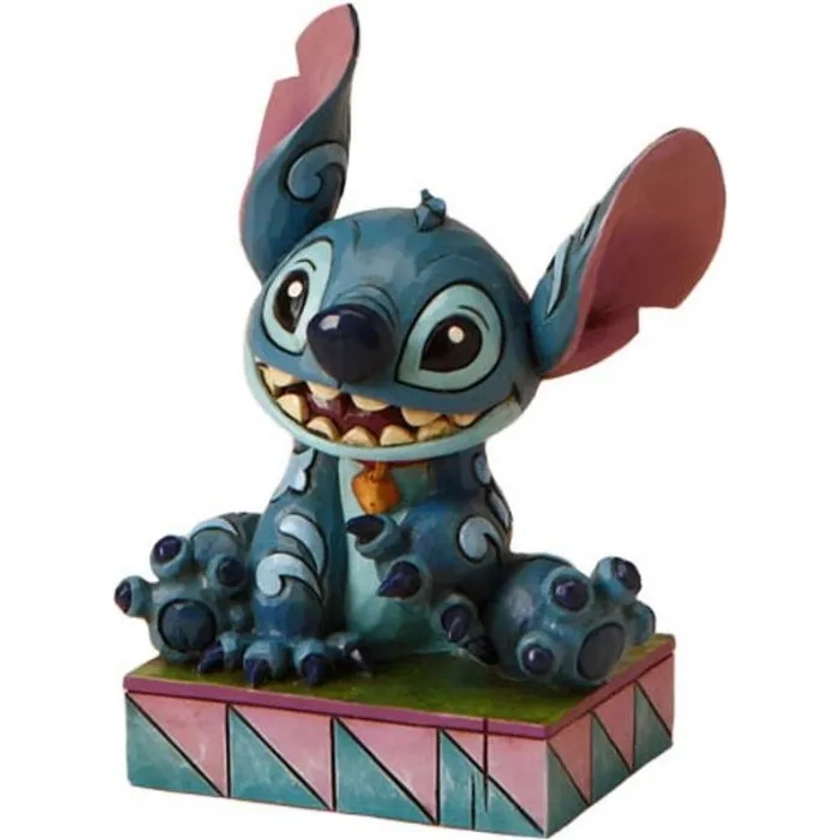 Figurine Stitch Ohana means Family - Disney Tradition by Jim Shore - Effet bois peint à la main - Hauteur 10 cm