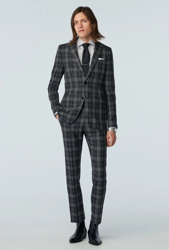 Kingscourt Basketweave Plaid Charcoal Suit