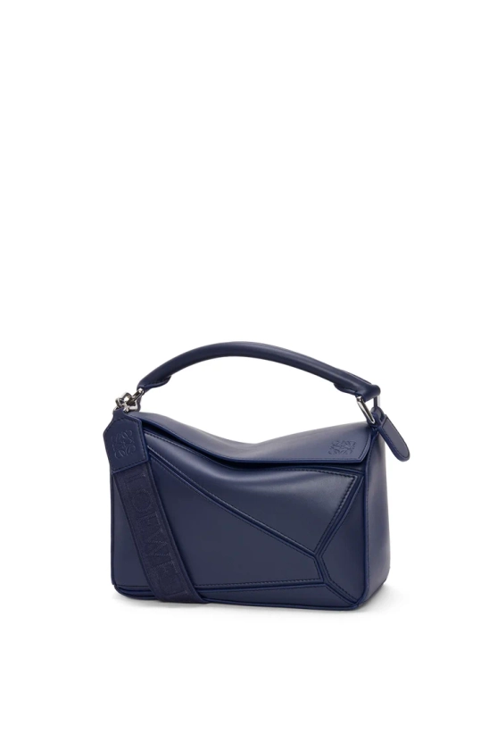 Small Puzzle bag in satin calfskin Abyss Blue - LOEWE