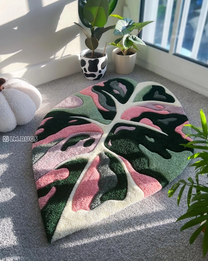 Alocasia Black Velvet Variegated Rug