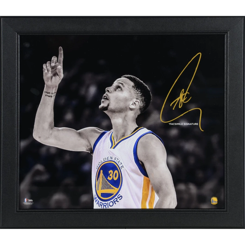 Golden State Warriors Stephen Curry Framed 15" x 17" Pointing Spotlight Photograph with Facsimile Signature
