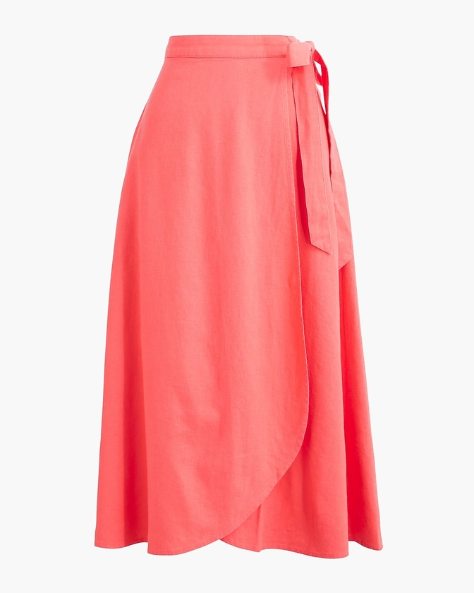 Pull-on faux-wrap skirt