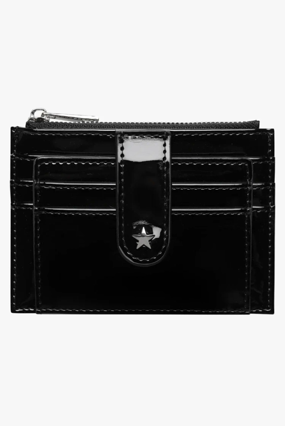 THE DAISY CARD WALLET PATENT BLACK | GEORGIA MAE