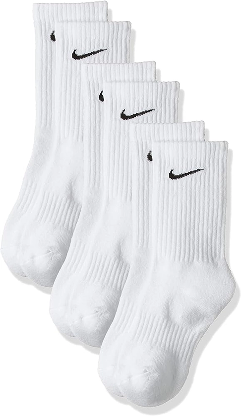 Nike Unisex Performance Cushion Crew Training Socks (3 Pair), WHITE, M