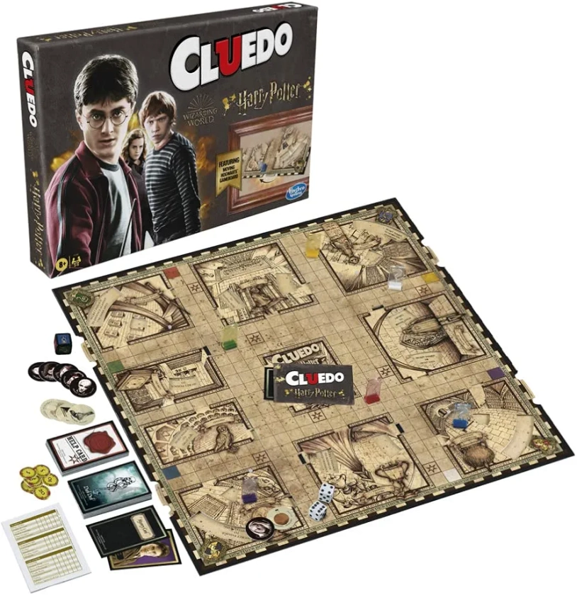 Hasbro Gaming, Clue: Wizarding World Harry Potter Edition Family Board Game for 3 to 5 Players, for Boys and Girls 8+ Years Old, Multicolour, for Kids and Adults