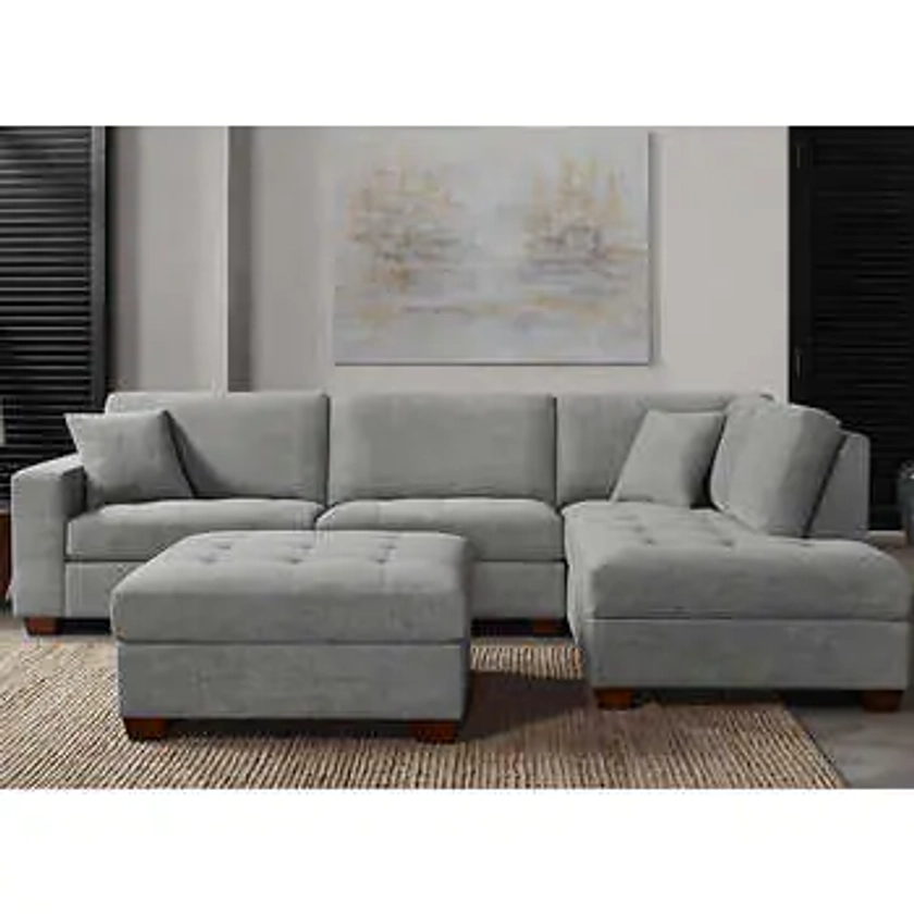 Thomasville Miles Fabric Sectional with Storage Ottoman