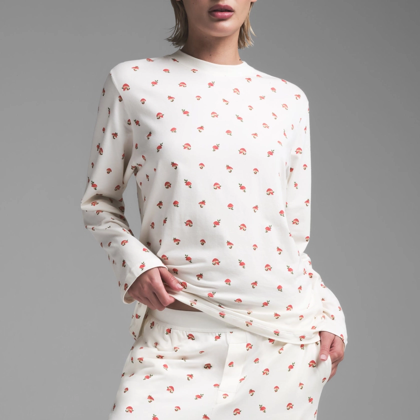 BOYFRIEND LONG SLEEVE T-SHIRT AND LOOSE PANT SET | MARBLE MUSHROOM PRINT