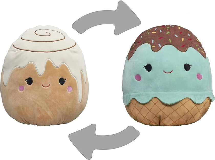 Squishmallows Flip-A-Mallows 12-Inch Mint Ice Cream and Toasted Cinnamon Roll Plush - Add Maya and Chanel to Your Squad, Ultrasoft Stuffed Animal Medium-Sized Official Kelly Toy Plush