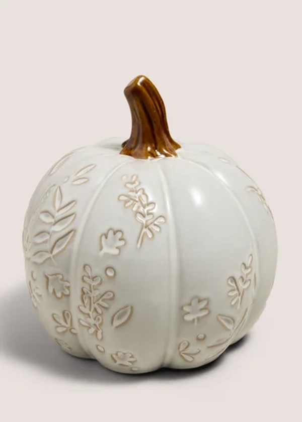 Cream Embossed Pumpkin Ornament (16cmx16cmx19cm)