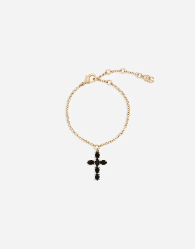 Fine link bracelet with cross charm in Gold for Women | Dolce&Gabbana® US