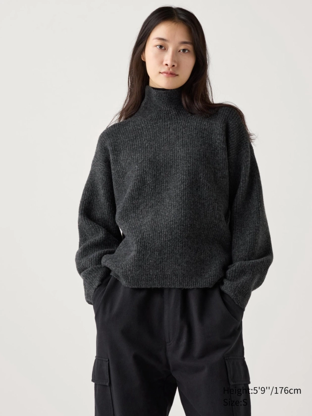 Pull en en Maille Soufflée Yarn Col Montant pour Femme | UNIQLO FR