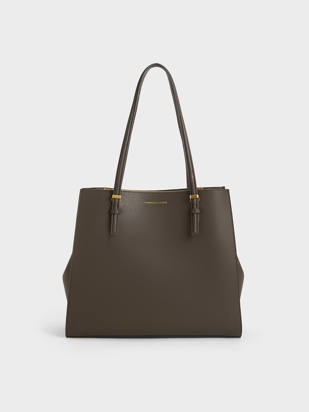 Dark Moss Sansa Tote Bag | CHARLES & KEITH