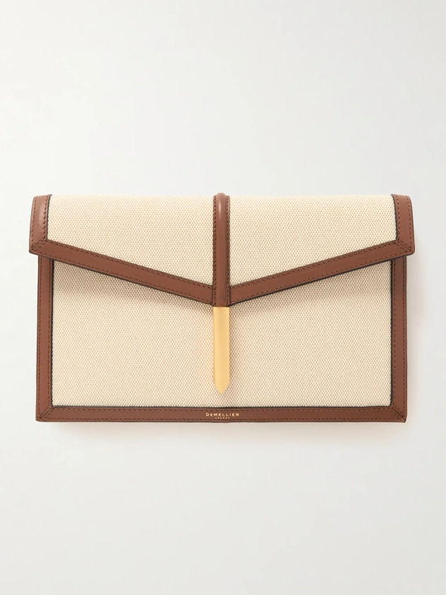 DEMELLIER Tokyo leather-trimmed canvas clutch | NET-A-PORTER