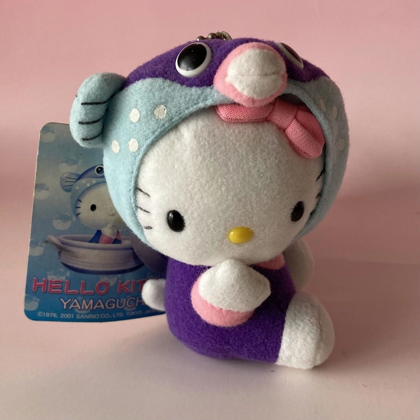 Hello Kitty x Fugu (puffer fish) Plush Mascot Keychain 3.5" Sanrio 2001