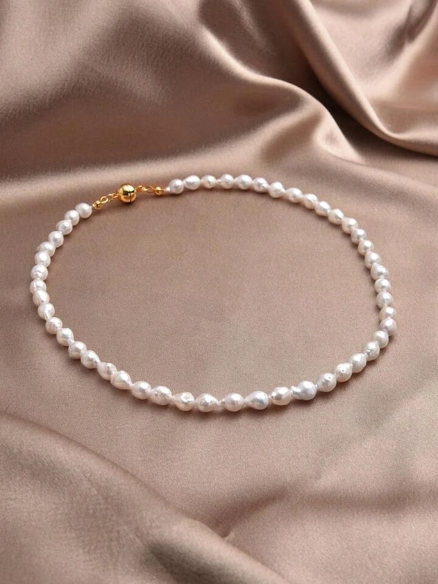 1 pièce Collier de perles naturelles en forme de goutte d'eau plaqué or 18 carats pour femmes