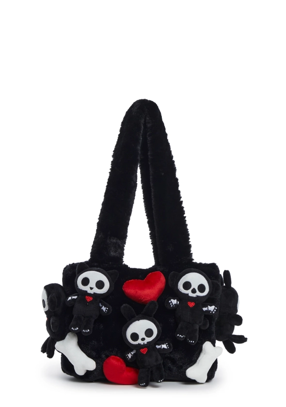 Dolls Kill x Skelanimals Faux Fur Skelanimal Plush Toys Tote Bag