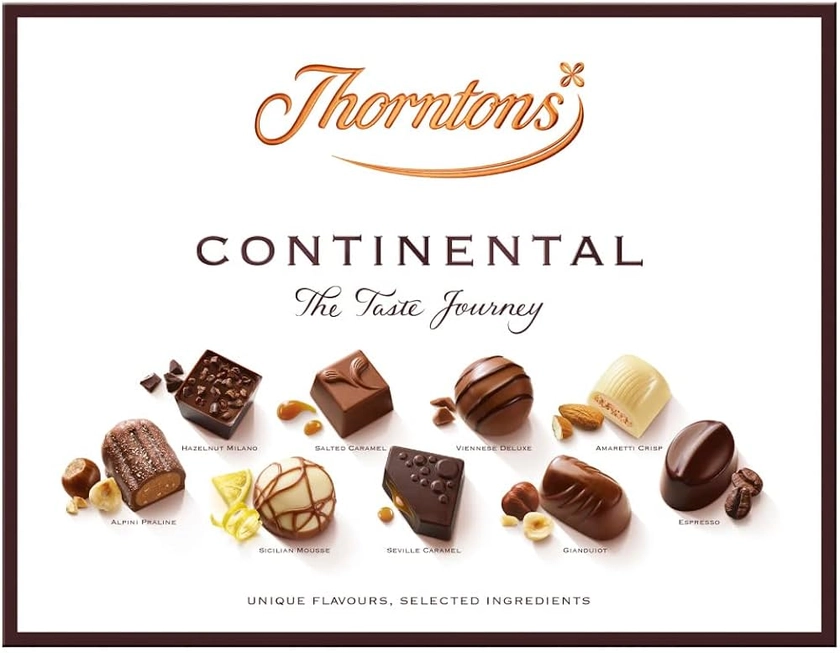 Thorntons Continental Dark Chocolate Gift, Perfect for Sharing, Gifts for Women and Men, Unique Flavours Milk, White, Dark Chocolate, 264g : Amazon.co.uk: Grocery