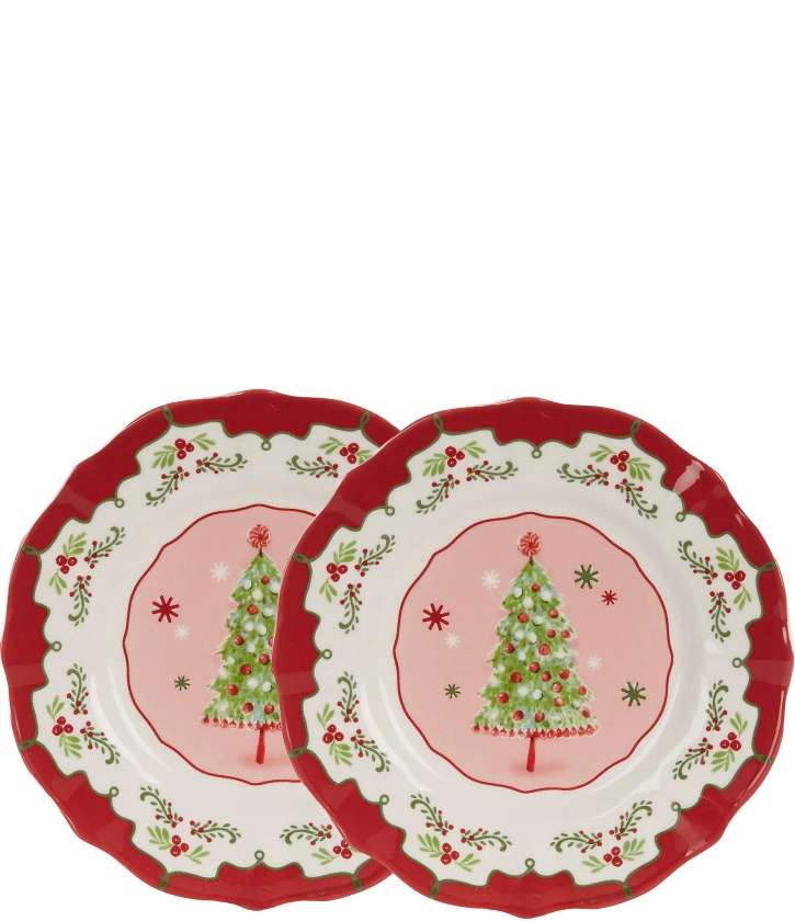 Southern Living Sweet Christmas Red Accent Plates, Set of 2