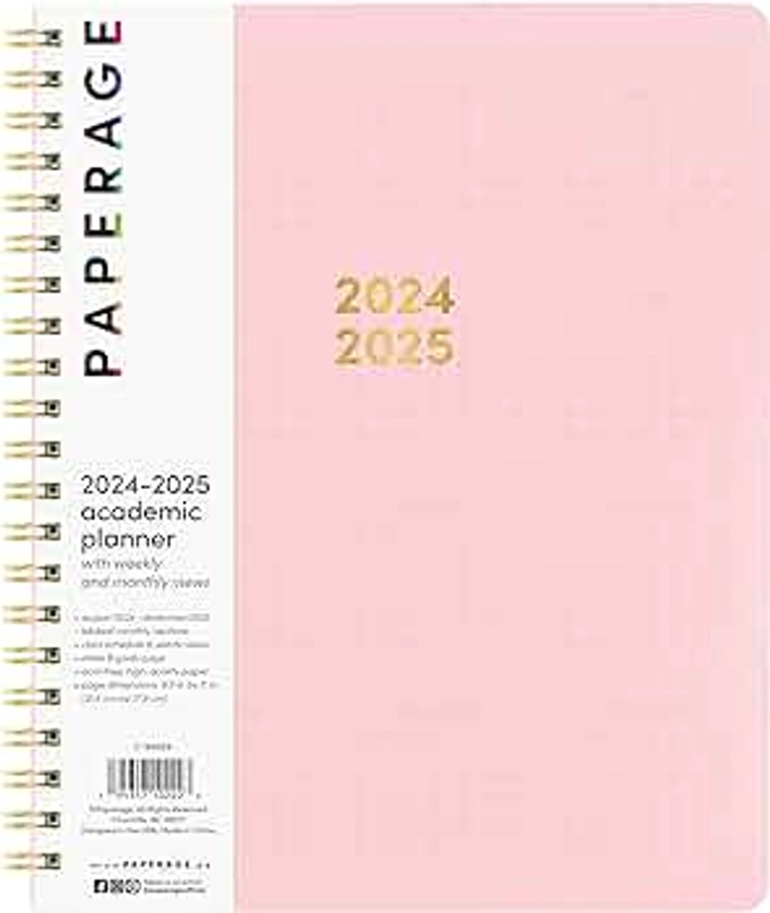 PAPERAGE 17 Month Academic Planner 2024-2025, Weekly & Monthly Spreads, August 2024 - December 2025, Large (9 in x 11 in), Blush