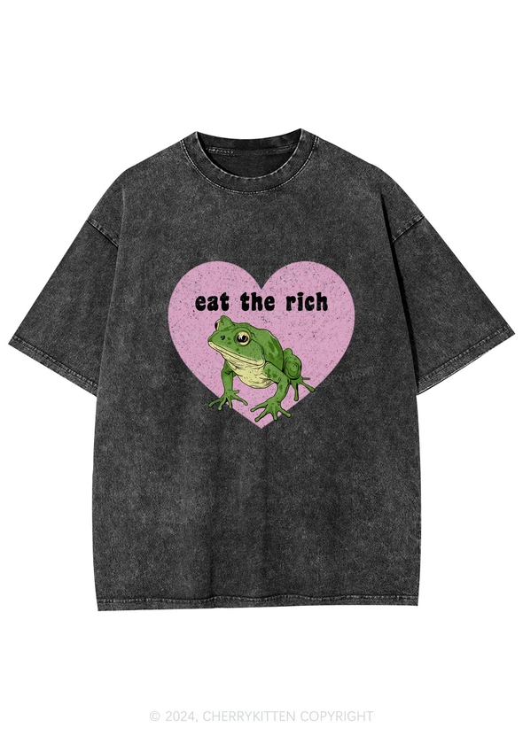 Cherrykitten Eat The Rich Frog Y2K Washed Tee Cherrykitten for Sale