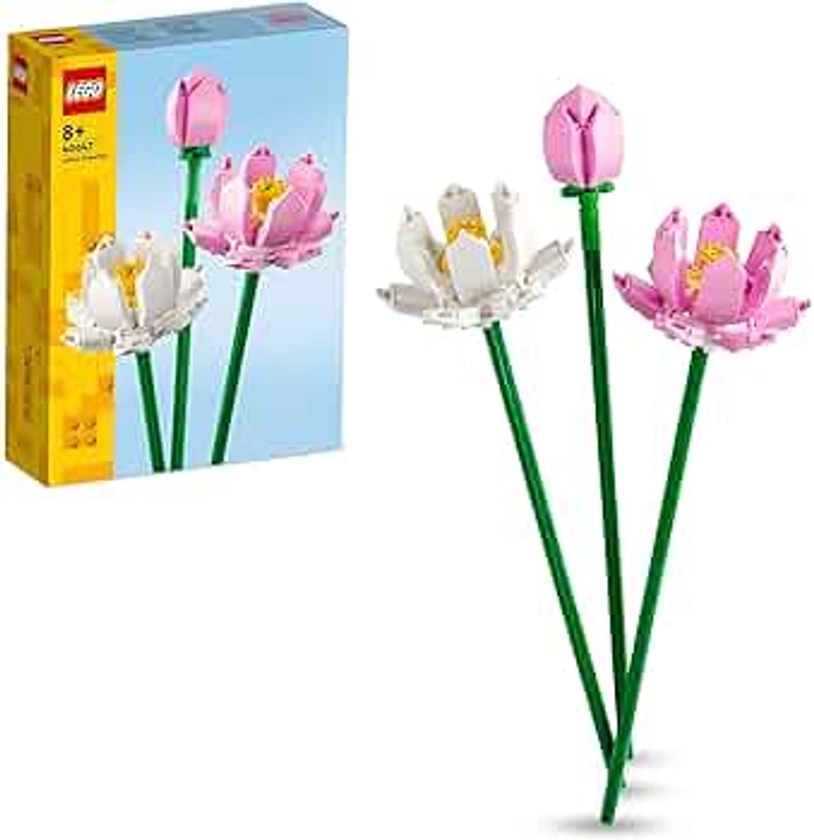 LEGO Fiori di Loto, Set Fiori Finti da Costruire per Bambine e Bambini da 8 Anni, Bouquet da Esporre come Decorazione di Casa, Idea Regalo per San Valentino, per Lei o Lui, Donna o Uomo 40647