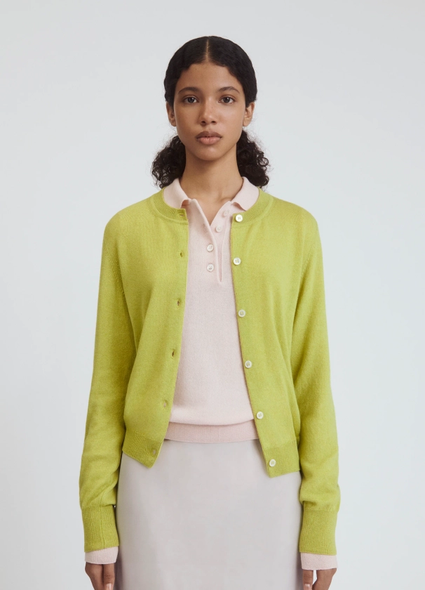 Enya Cashmere Cardigan in Lime