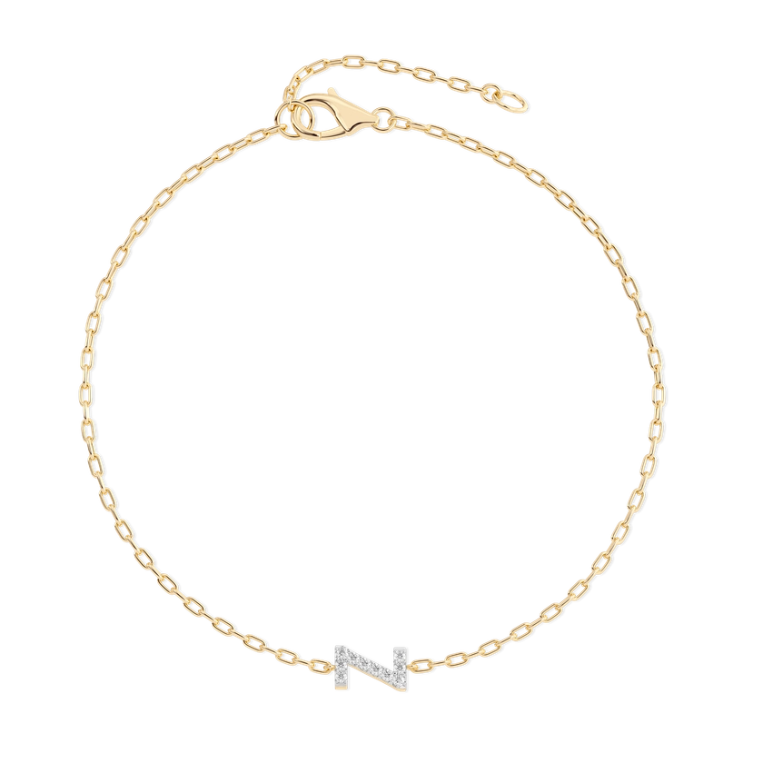 14K Gold Diamond Letter Bracelet 