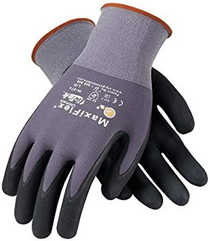 MaxiFlex PIP 34-874/L Maxi Flex Ultimate 34874 Foam Nitrile Palm Coated Gloves, Gray, Large (Pack of 12)