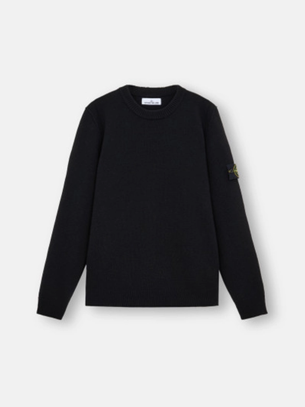 508A3 LAMBSWOOL Pull ras-du-cou avec surpiqûres Noir | Stone Island FR