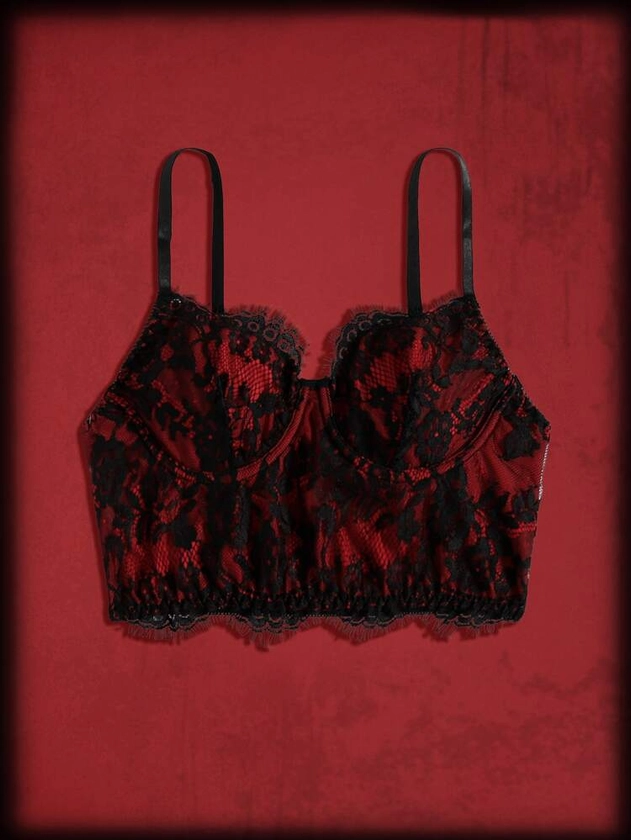 ROMWE Punk Rock Contrast Lace Underwire Bra