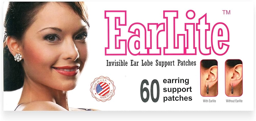 EarLite 60 PATCHES Invisible Earring Ear-Lobe Support Patches Waterproof Patches in ZipLock Pouch : Amazon.co.uk: Home & Kitchen